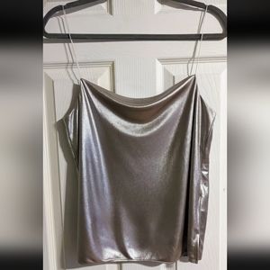 Whistles Metallic Taupe Spaghetti Strap Top Blouse US 6 UK 10 Cocktail Party